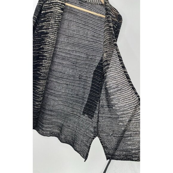 Eileen Fisher 85% Wool 15% Linen Italian Yarn Open Cardigan Lagenlook Sz L Flaws - Picture 9 of 16